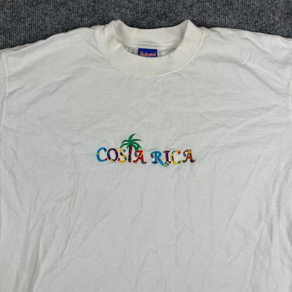 Ecological T-Shirt Mens Size XXL White Costa Rica Embroidered Tropical Tee - Picture 1 of 9